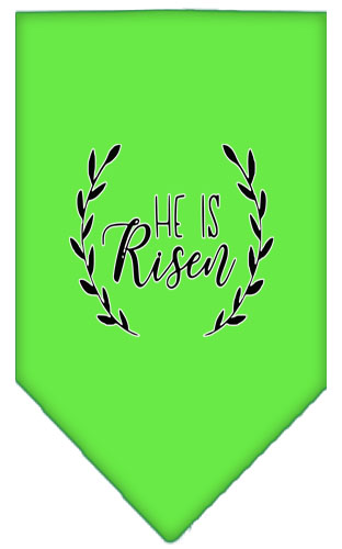 He Is Risen Screen Print Bandana Lime Green Small